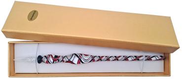 Tintenschreiber (transp./schwarz-rot-weiße Streifen)